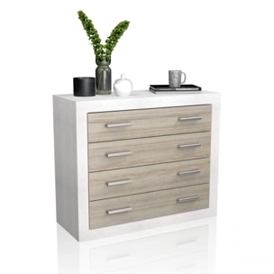 Cómoda chifonier amplia de 4 cajones en andersen pino y gris 98x81,5 cm Kira Andersen Pino - Gris