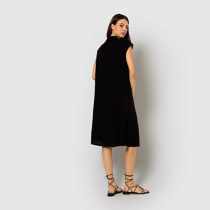 Vestido corto algodón lino negro
