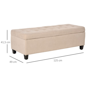 Banco de Almacenamiento Acolchado Puff de Almacenaje Taburete Tapizado en Lino con Tapa Abatible para Salón Entrada Dormitorio Carga 120 kg 125x49x41,5 cm Beige