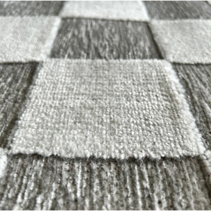 GARDEN - Tapis d'intérieur / extérieur à motif damier blanc et gris