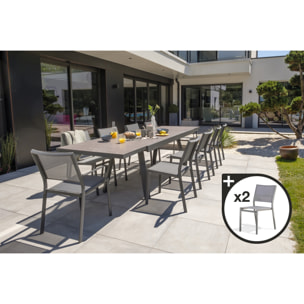 STOCKHOLM - Ensemble repas de jardin 12 places en céramique sur verre