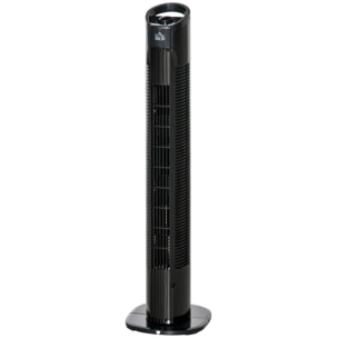 Ventilateur colonne tour oscillant silencieux 50W 3 vitesses Ø 20 x 78,5H cm noir