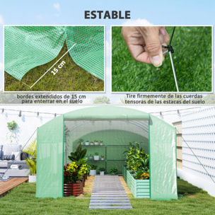 Invernadero de Exterior 6x3x2 m Invernadero de Túnel con 6 Ventanas de Malla Cubierta de PE Anti-UV y 3 Puertas Enrollables con Cremallera Invernadero para Jardín Patio Verde