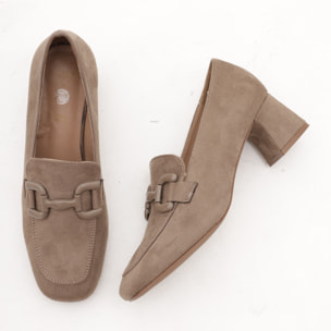 MOCASSINO TACCO SQUARE CHOCOLA' TAUPE