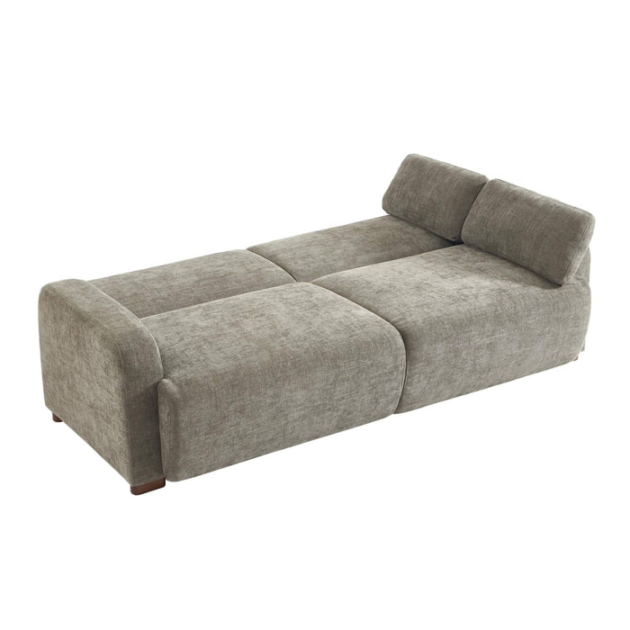 Canapé convertible 3 places tissu vert de gris L 211 x P 92 x 85cm  - Dany