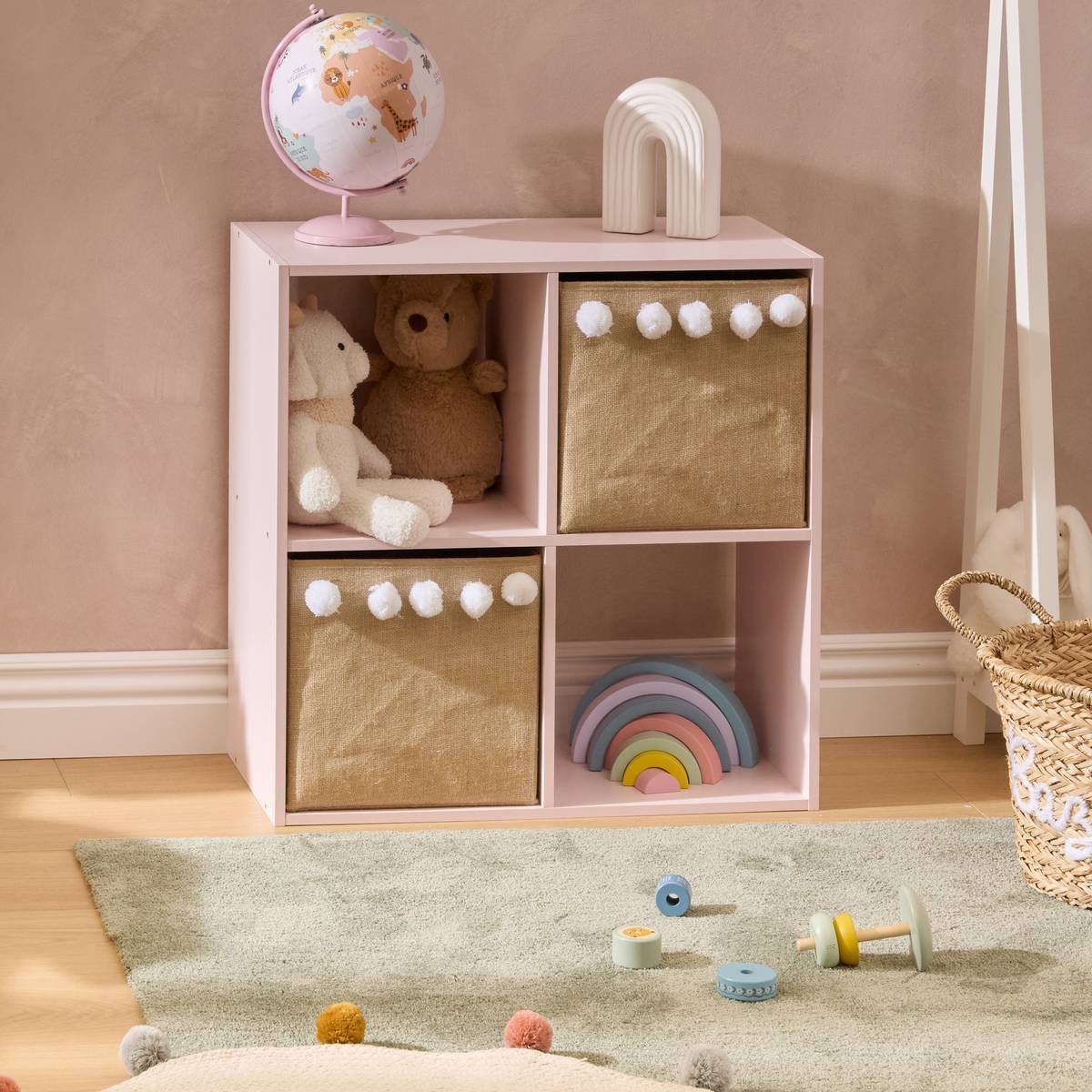 Étagère Mix'n modul Enfant 4 Cases Rose 63,6x30x63,6 cm