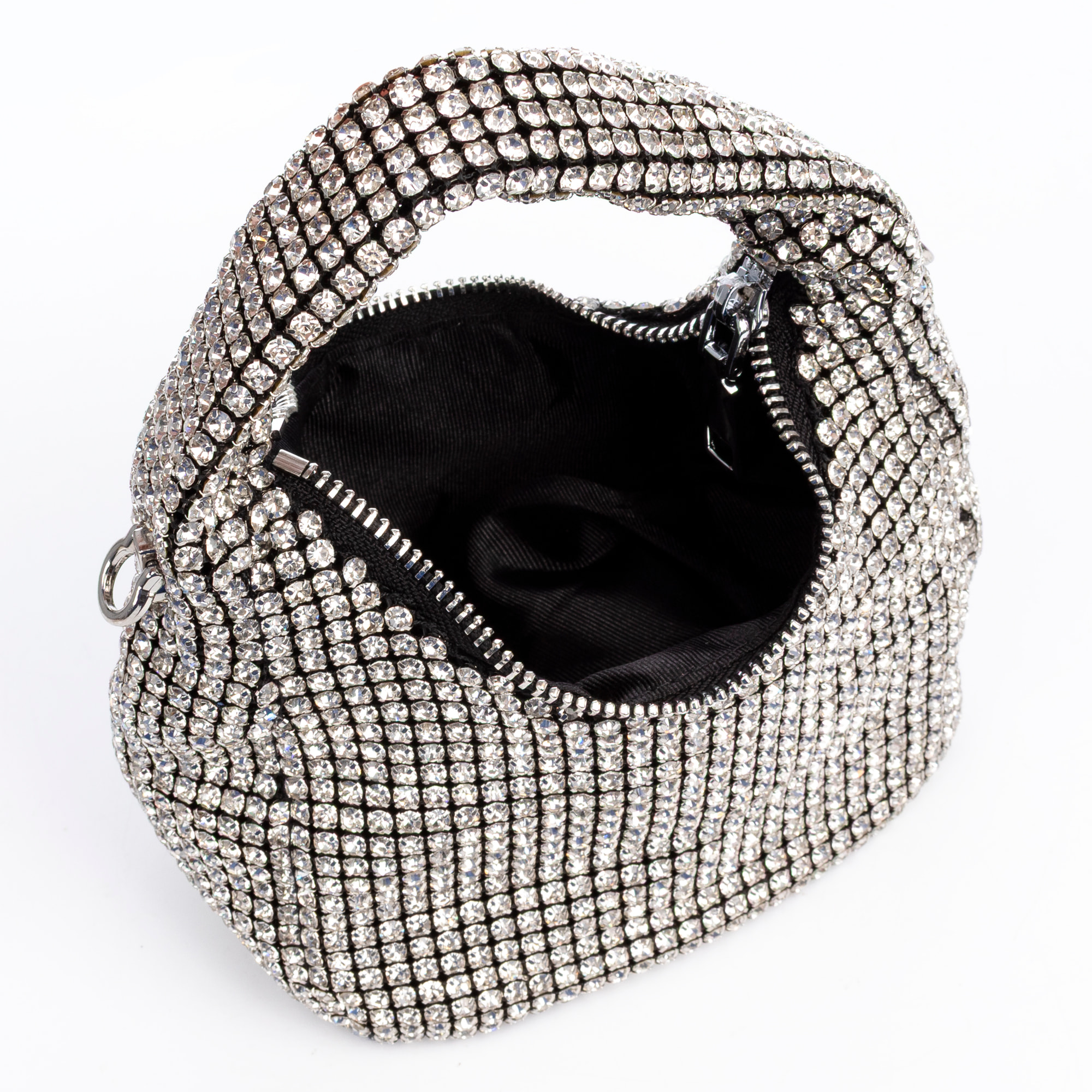 Baganza borsa da sera con pietre di zirconia di grado 5A, design a diamante con effetto lucido.