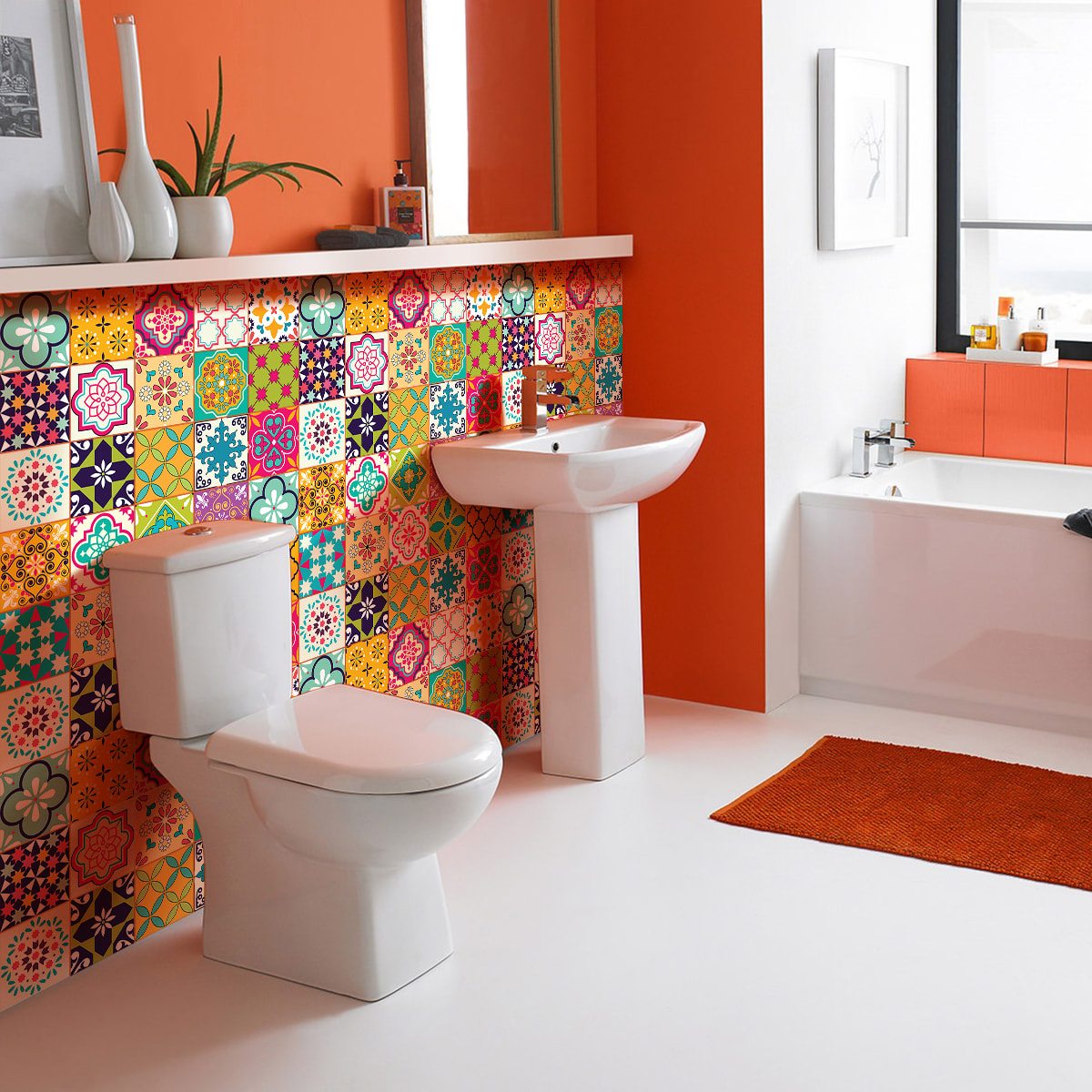 Stickers muraux - Sticker Mural Carrelage adhésif Cuisine Salle de Bain - 30 STICKERS CARRELAGES AZULEJOS CATALIA