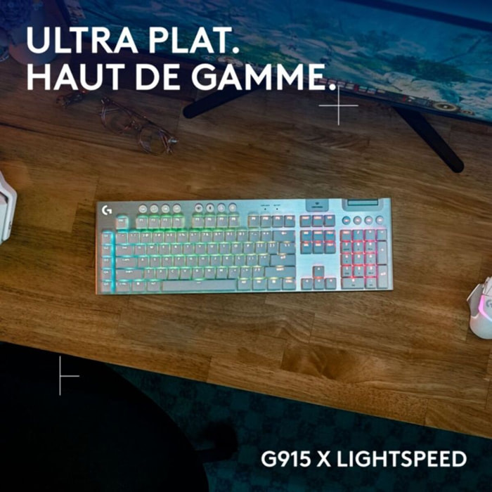 Clavier gamer sans fil LOGITECH G915 X Lightspeed Tactile Blanc