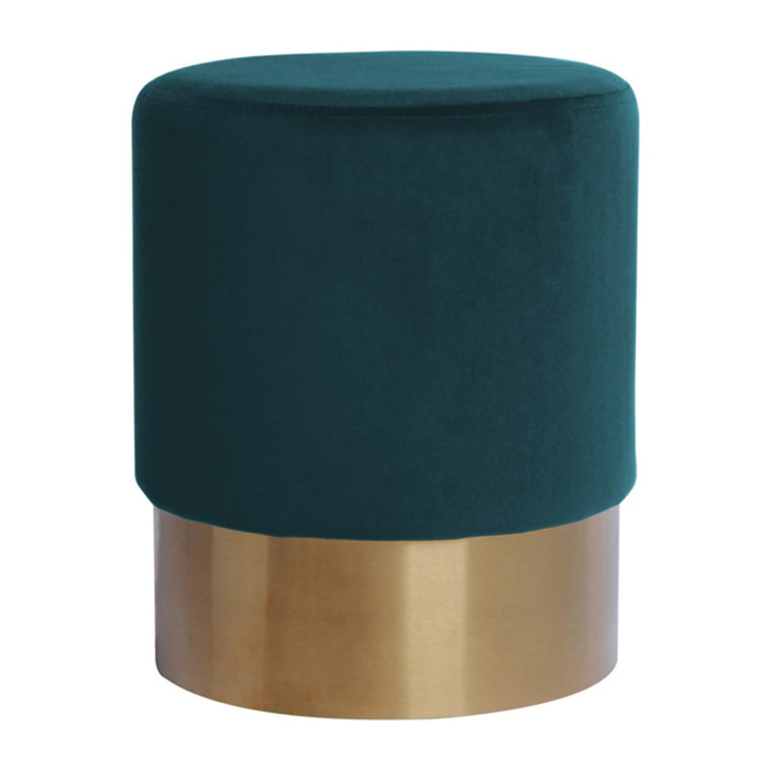 Pouf contenitore Nano in velluto verde petrolio e base oro
