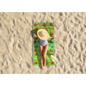 Telo Mare Spugna Jacquard Spiaggia Disegno Fantasy Sea