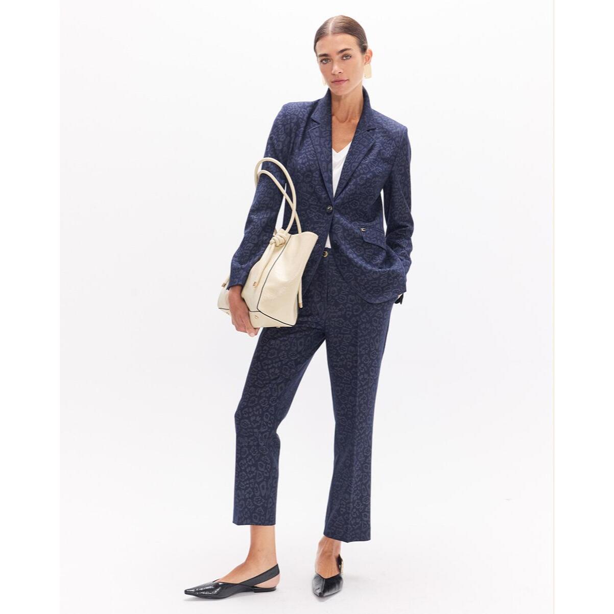 Blazer aderente in micro-corduy con stampa cashmere