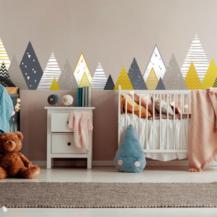 Stickers muraux enfants - Décoration chambre bébé - Autocollant Sticker mural géant enfant montagnes scandinaves AVANKA