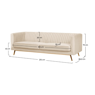 Canapé 3 places en velours beige - Gatsby