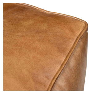Pouf carré en cuir marron 40 cm - Arrah