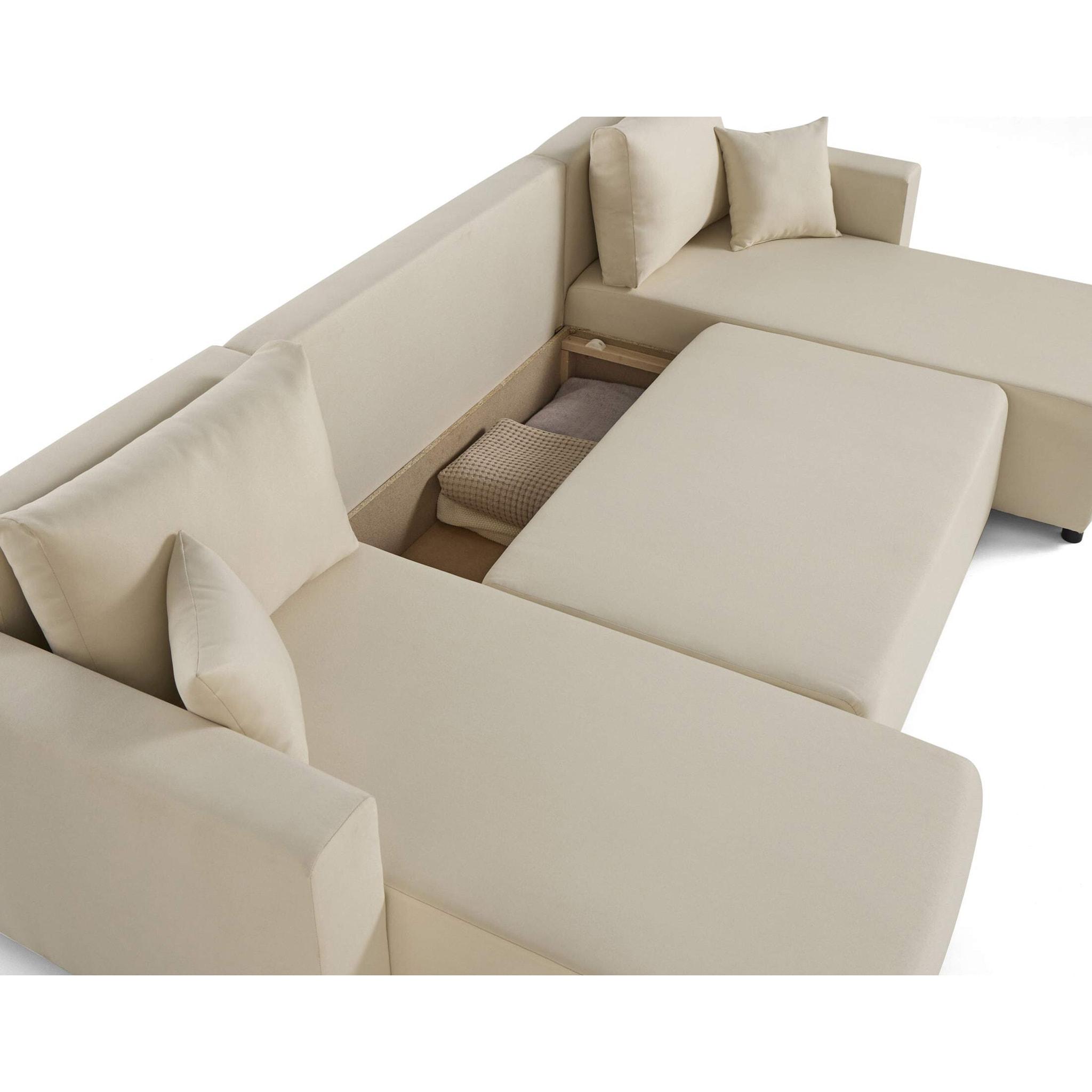 Regala - canapé panoramique - 7 places - convertible avec coffre - en tissu - Beige