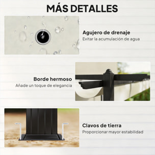 Pérgola de Jardín 4x3 m con Techo Retráctil, Cenador de Jardín con Estructura de Aluminio, UPF30+, Orificios de Drenaje, Pabellón para Exterior, Patio, Terraza, Crema