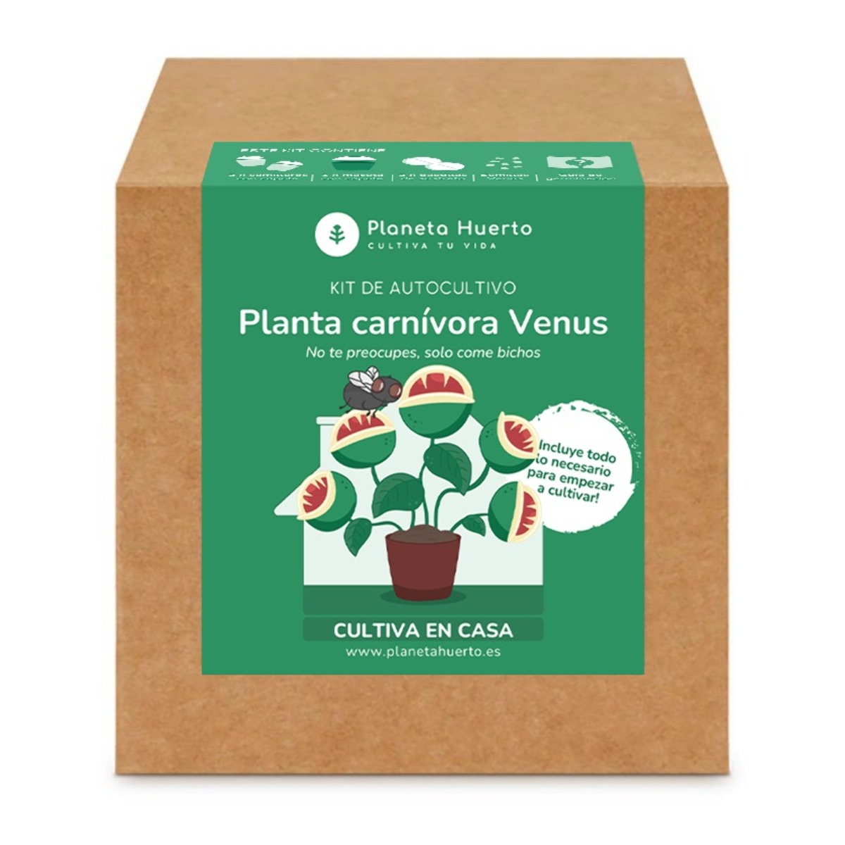 PLANETA HUERTO | Kit de Autocultivo Planta Carnívora Venus Atrapamoscas Planeta Huerto – Fácil y Divertido para Cultivar en Casa