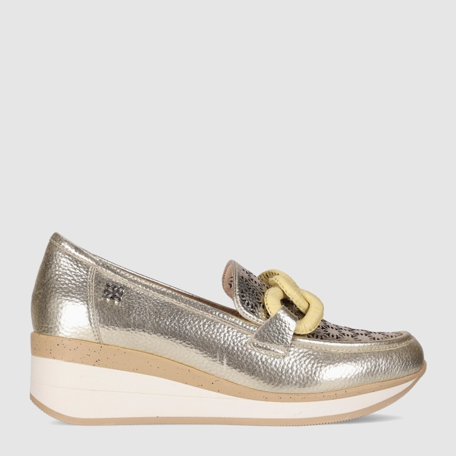 Zapatos de Piel - Oro - Tacón: 4 cm