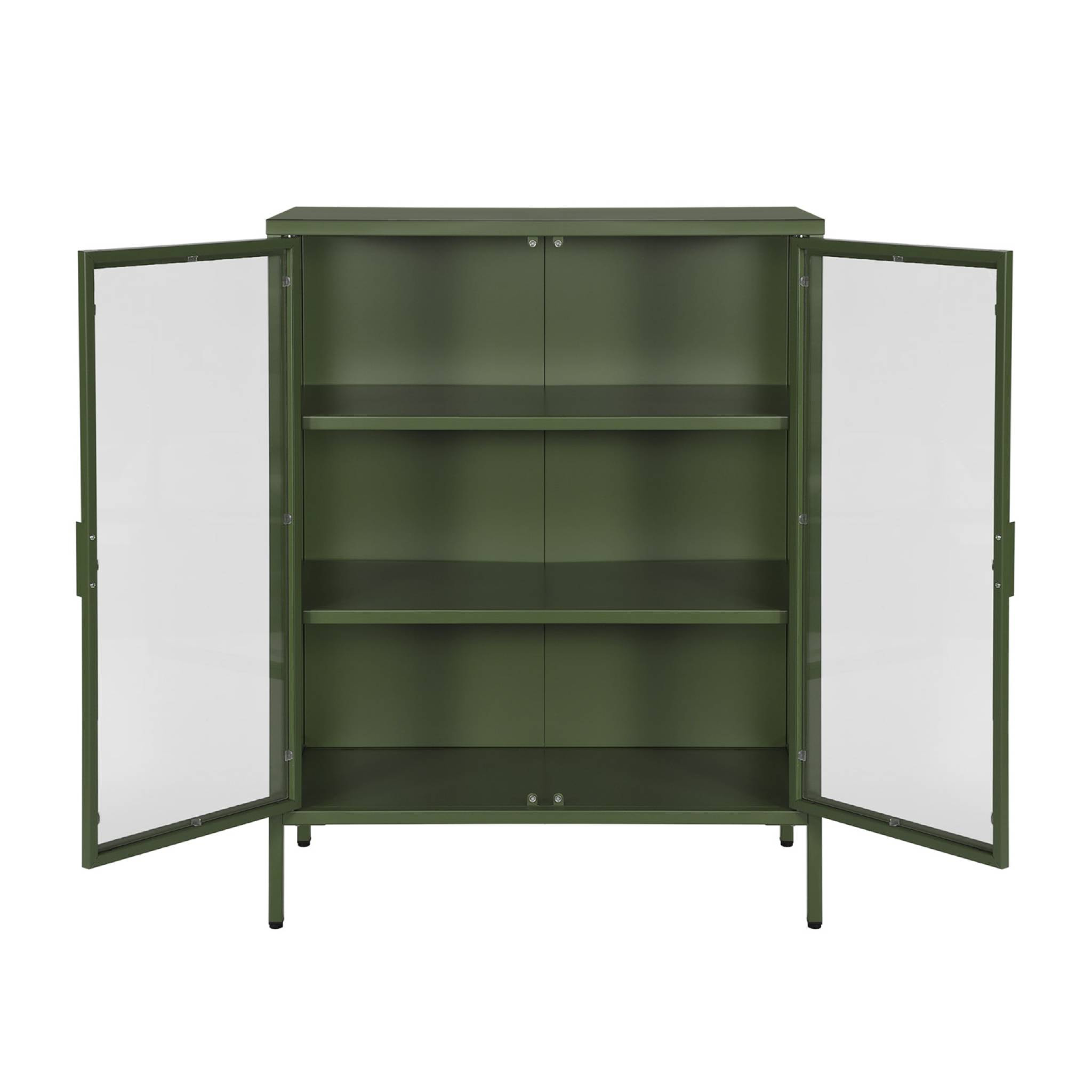 Armoire vitrine acier et verre trempé 2 portes 80cm vert - Arkansas