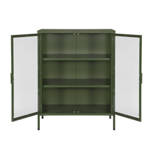 Armoire vitrine acier et verre trempé 2 portes 80cm vert - Arkansas