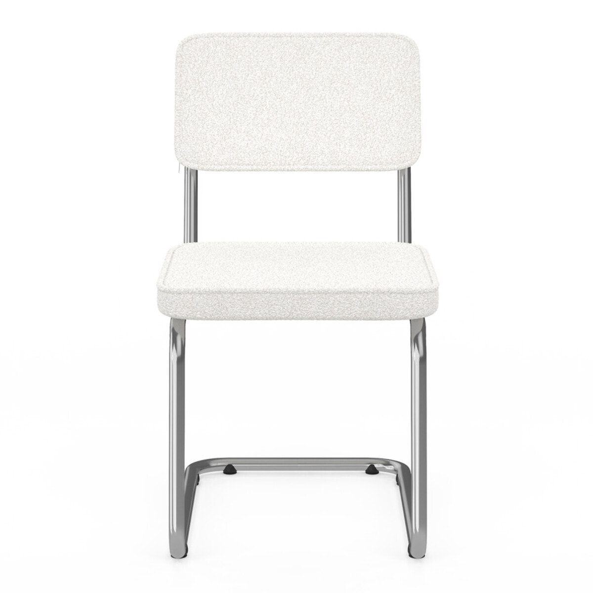 Chaises Naya en bouclette crème et pied métal - lot de 4