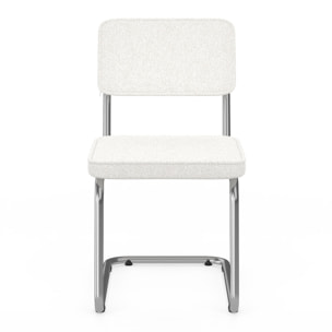 Chaises Naya en bouclette crème et pied métal - lot de 4