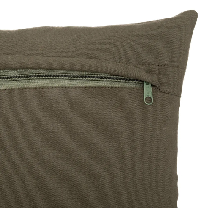 Coussin imprimé "Otto" - coton - vert kaki - 38x38 cm