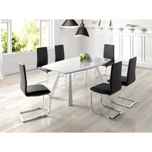 Mesa de comedor extensible SIROCCO - blanco y blanco - 180/230x95x76,5cm