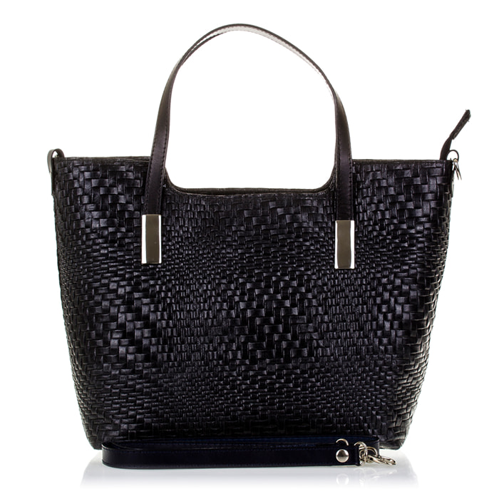 Filippa Borsa tote Donna.Pelle autentica Camoscio Inciso Intrecciato