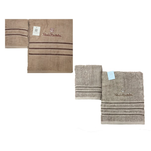 Renato Balestra 2 Set di 2 Asciugamani da bagno (1 viso e 1 bidet) Ass (Fango-Sabbia)