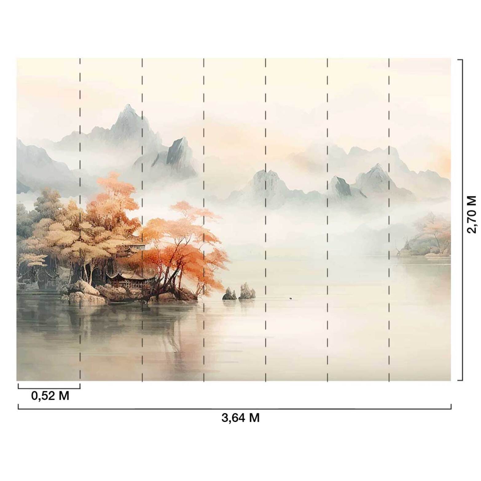 Papier peint panoramique paysage asiatique Intissé