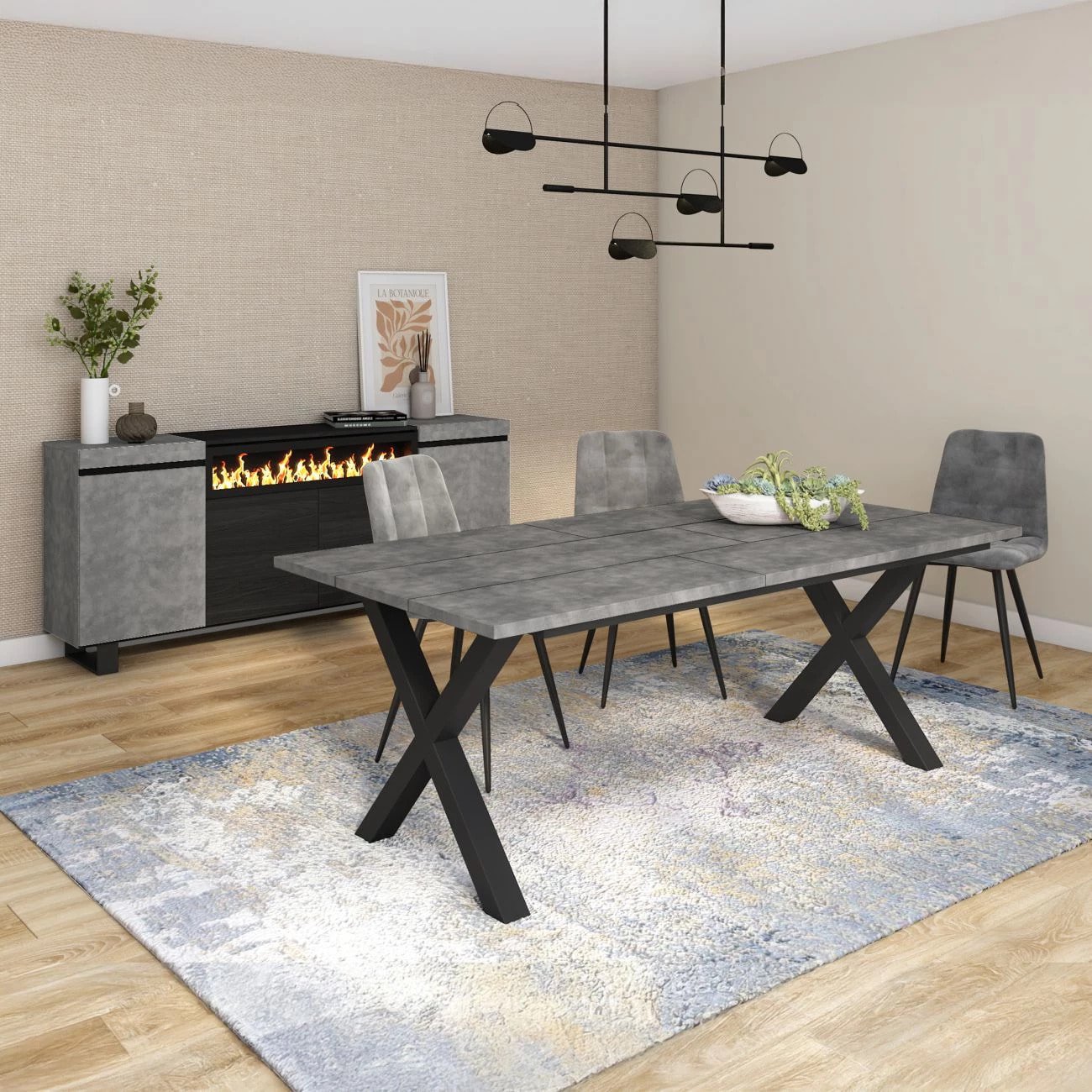 Mesa de comedor Oana 200 Cemento Negro