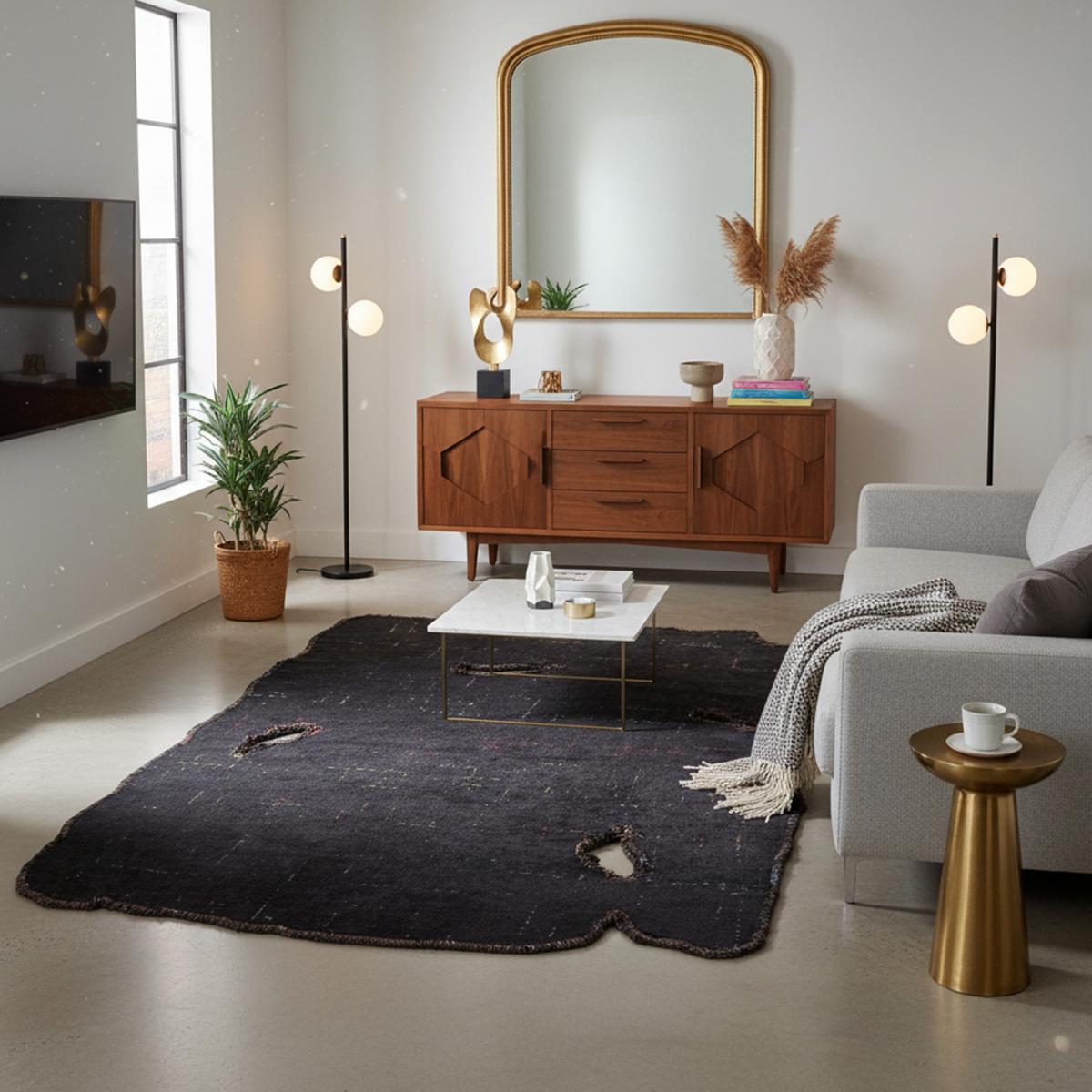 ATINPO Tapis salon kilim, Forme originale, Tissé à la main