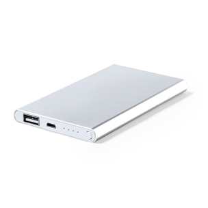 Power Bank aluminio 4000 mAh. Salida USB. Entrada Micro USB