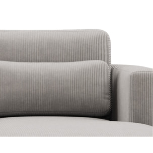 Mahina - canapé d'angle droit 4 places convertible avec coffre en velours côtelé - Gris clair