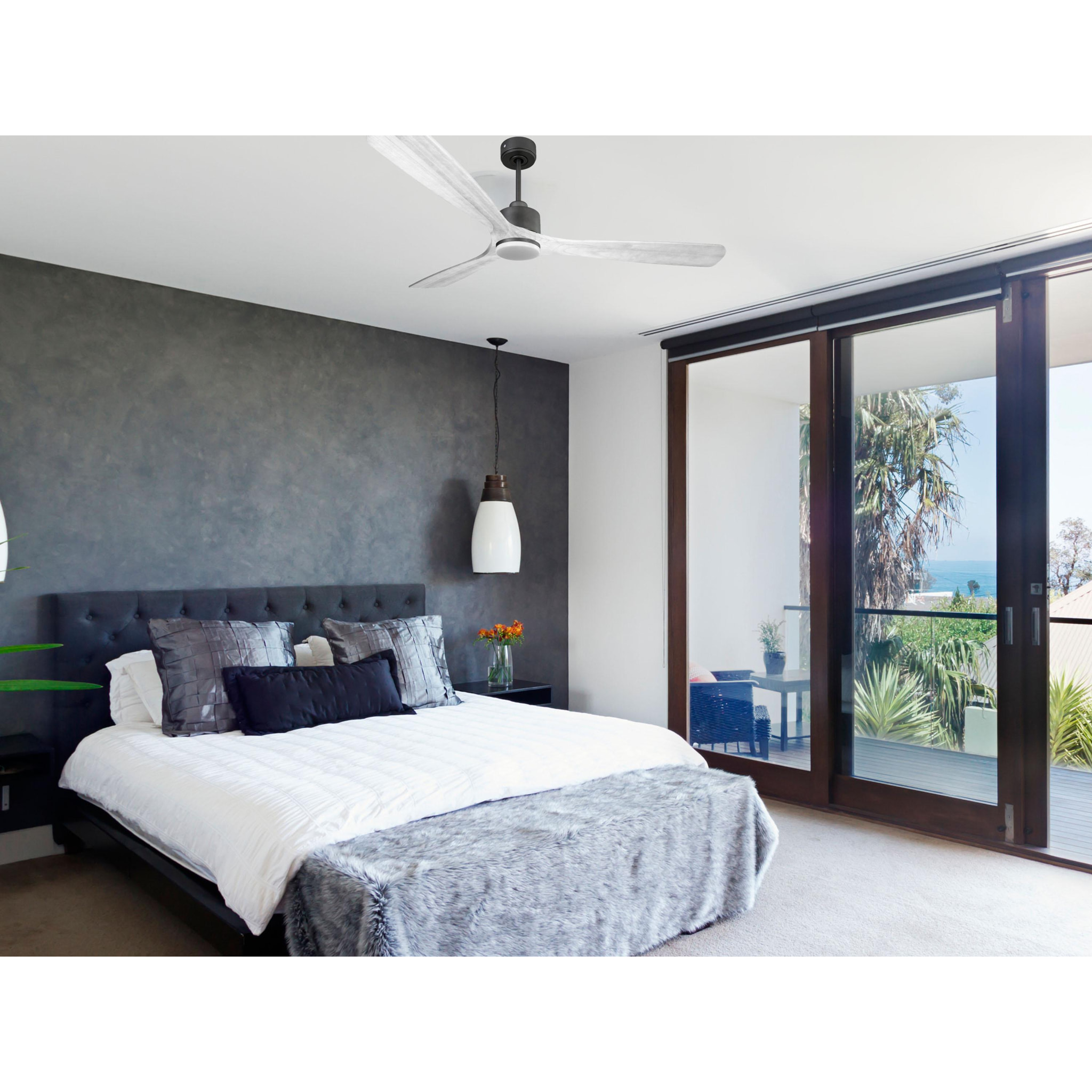 Ventilador de techo Modo Invierno/Verano Termostato Dimable Wifi Motor DC Techos Inclinados Mando a Distancia Luz tres tonos Hypersilence Memoria Vendible Shopify (AUTOMATICO) MadeiraD166C03LED65278 PURLINE