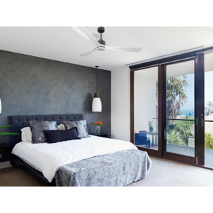 Ventilador de techo Modo Invierno/Verano Termostato Dimable Wifi Motor DC Techos Inclinados Mando a Distancia Luz tres tonos Hypersilence Memoria Vendible Shopify (AUTOMATICO) MadeiraD166C03LED65278 PURLINE