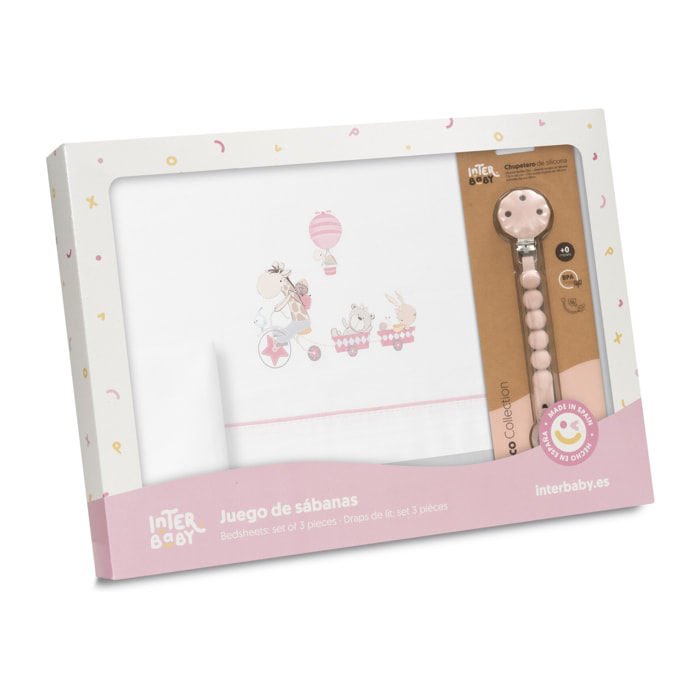 Sábanas Cuna Jirafa Bicicleta & Chupetero