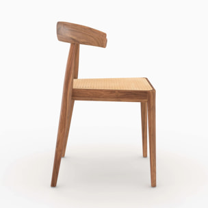 Lot de 2 chaises en bois de teck et cannage en rotin - Alia