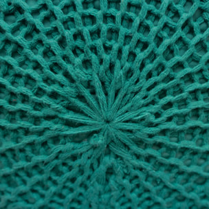 Petit tabouret tricot en coton vert céladon - Lisa