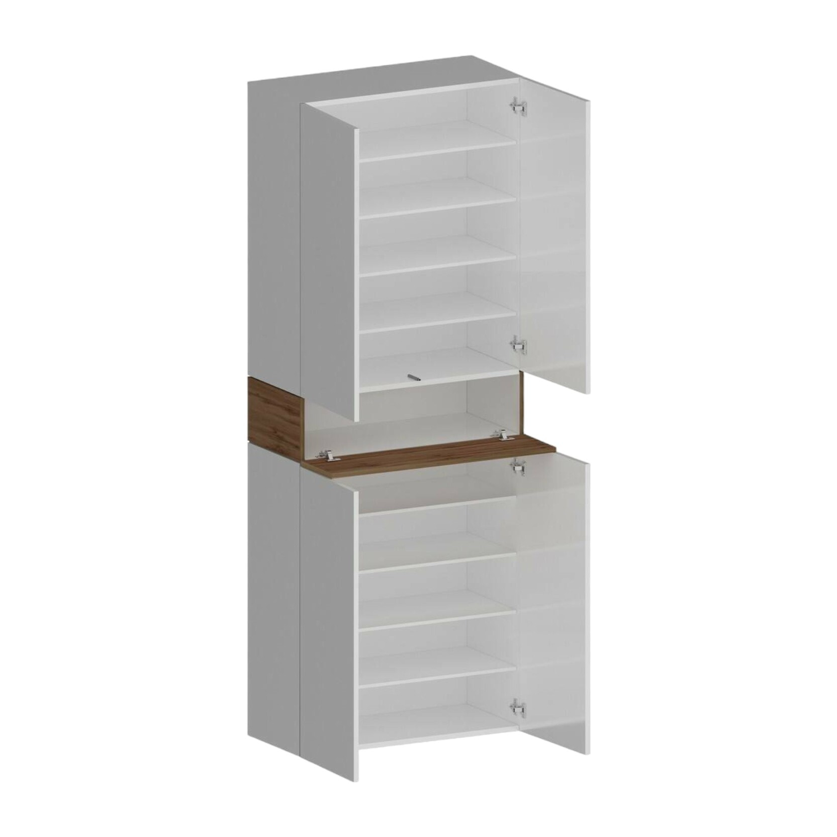 Scarpiera Dcandelar, Porta scarpe salvaspazio a 5 ante, Armadio multifunzione da ingresso, 76x38h200 cm, Bianco e Rovere