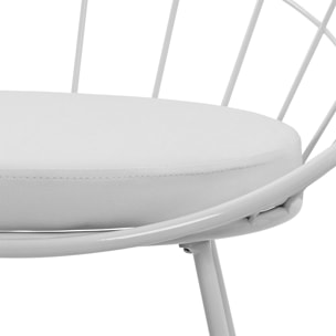 Lot de 2 chaises en métal blanc et coussin blanc ALEX