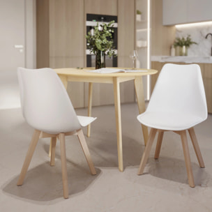 Lot de 2 chaises blanches et pieds bois - Skandi