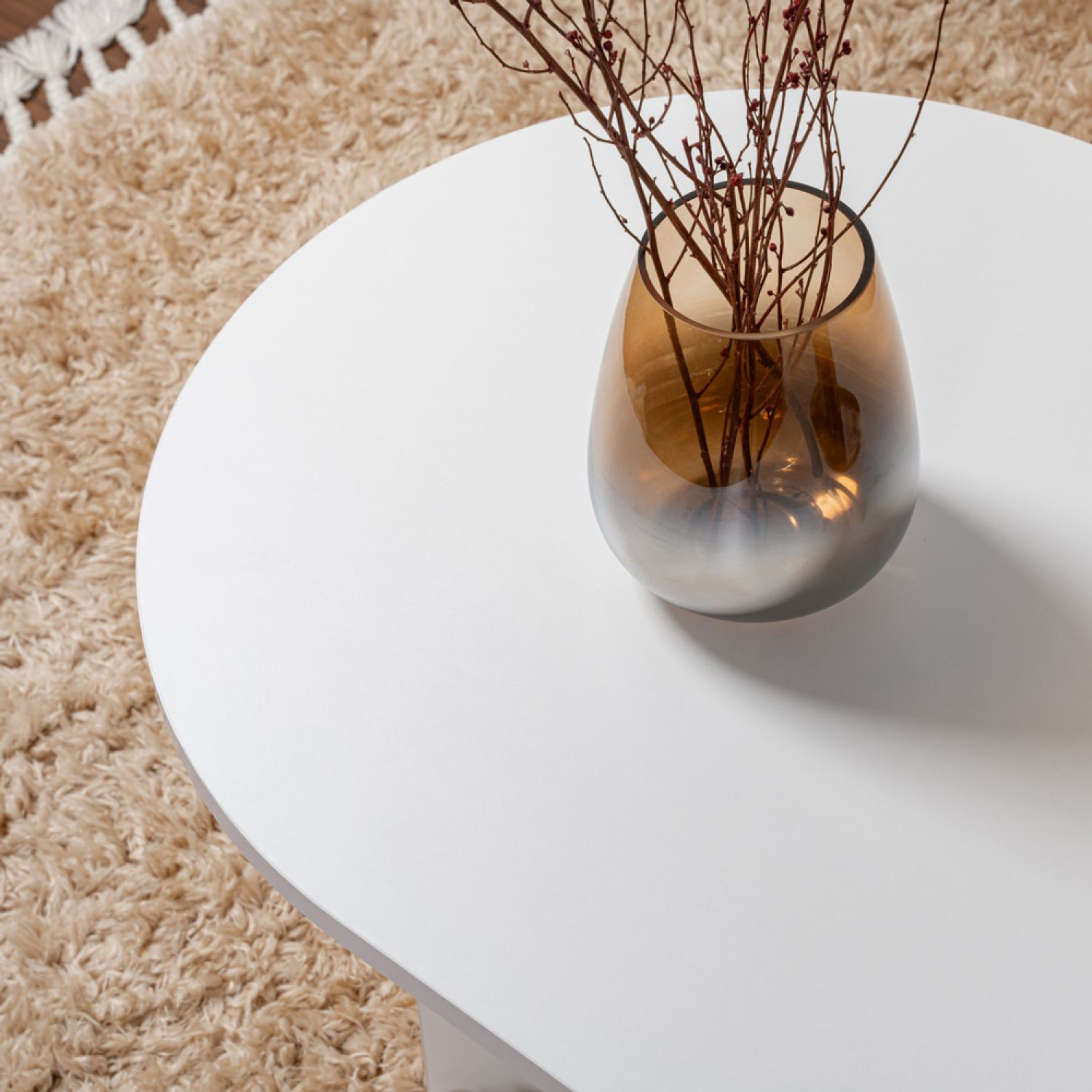 SOZA Table basse ovale blanche 119x60cm