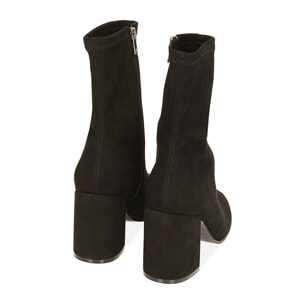 Ankle boots in microfibra neri, tacco 8,5 cm