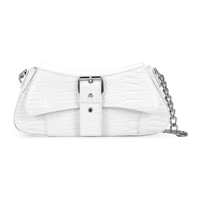Bolso de hombro blanco con cadena