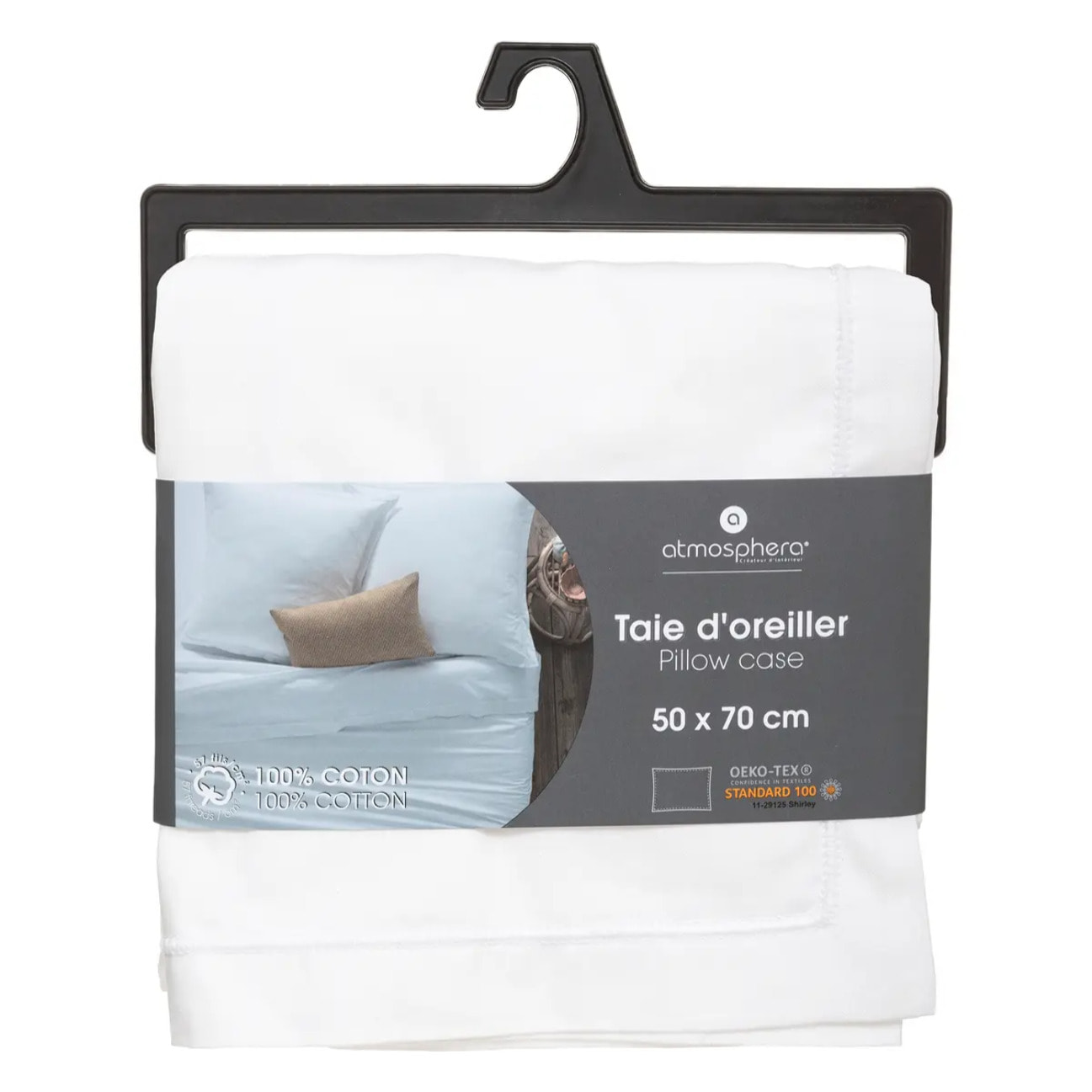 Taie d'oreiller en coton - blanc 50x70 cm