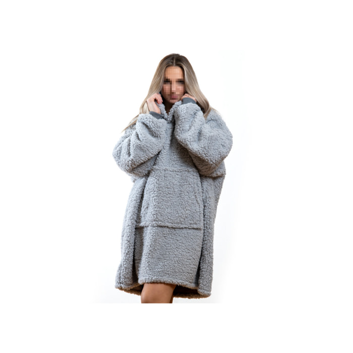 Felpa Coperta con Cappuccio Oversize Con Maniche Fantasia Fluffy