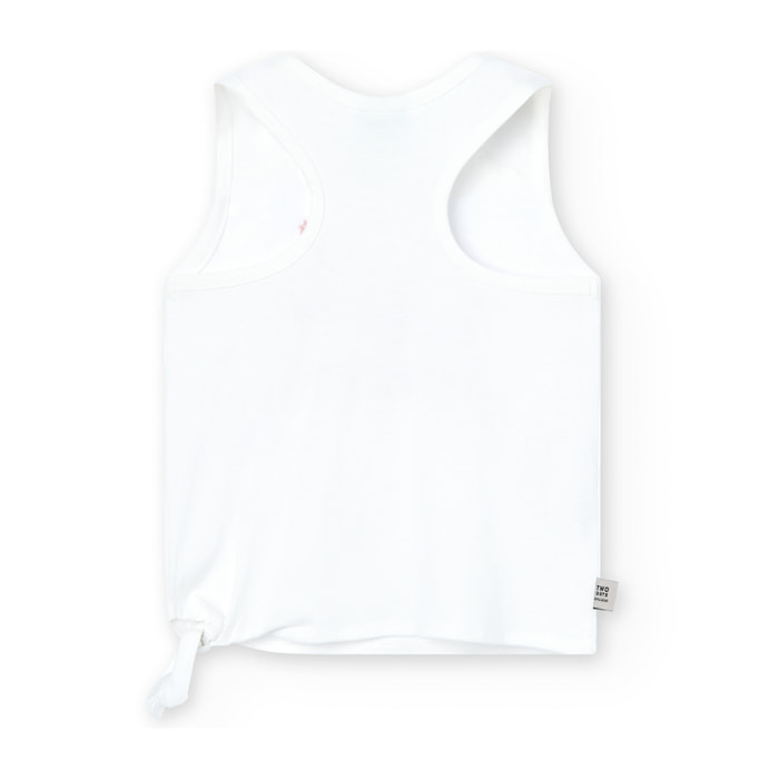 Camiseta de tirantes niña estampada, cuello redondo, blanco